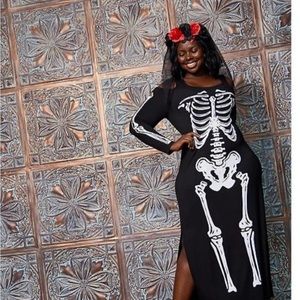 Halloween sexy Skeleton maxi costume with headband